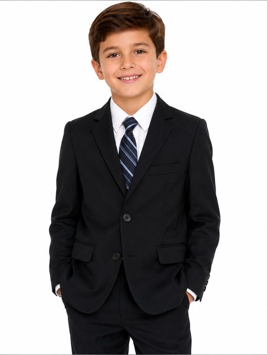 Izod Other - IZOD Boys Black Wool Blend Formal 2 Button Blazer Jacket Size 8 Regular